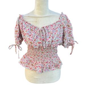 Suite 2939 Floral Cottagecore Dainty Shabby Chic Girly Dainty Peasant Blouse L